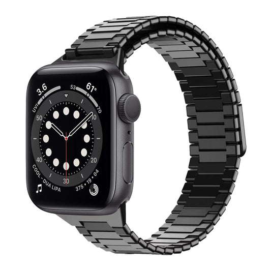 For Apple Watch Series 6 40mm Bamboo Magnetic Stainless Steel Metal Watch Strap(Black) - Watch Bands by PMC Jewellery | Online Shopping South Africa | PMC Jewellery