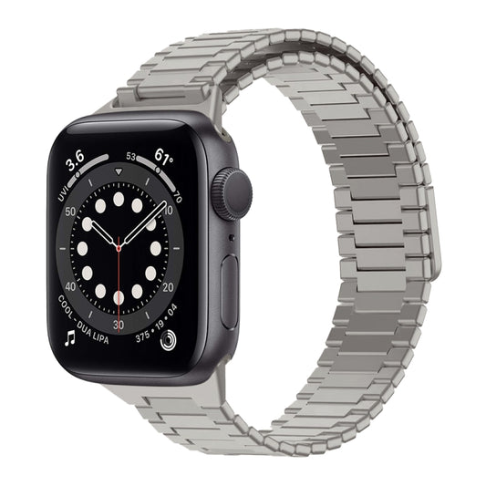 For Apple Watch Series 6 40mm Bamboo Magnetic Stainless Steel Metal Watch Strap(Titanium Color) - Watch Bands by PMC Jewellery | Online Shopping South Africa | PMC Jewellery