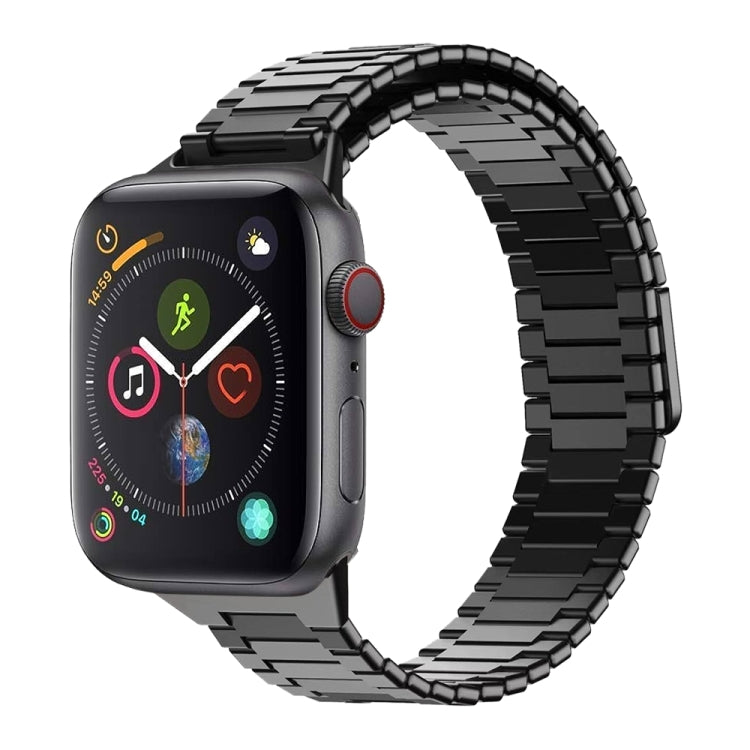 For Apple Watch Series 4 44mm Bamboo Magnetic Stainless Steel Metal Watch Strap(Black) - Watch Bands by PMC Jewellery | Online Shopping South Africa | PMC Jewellery