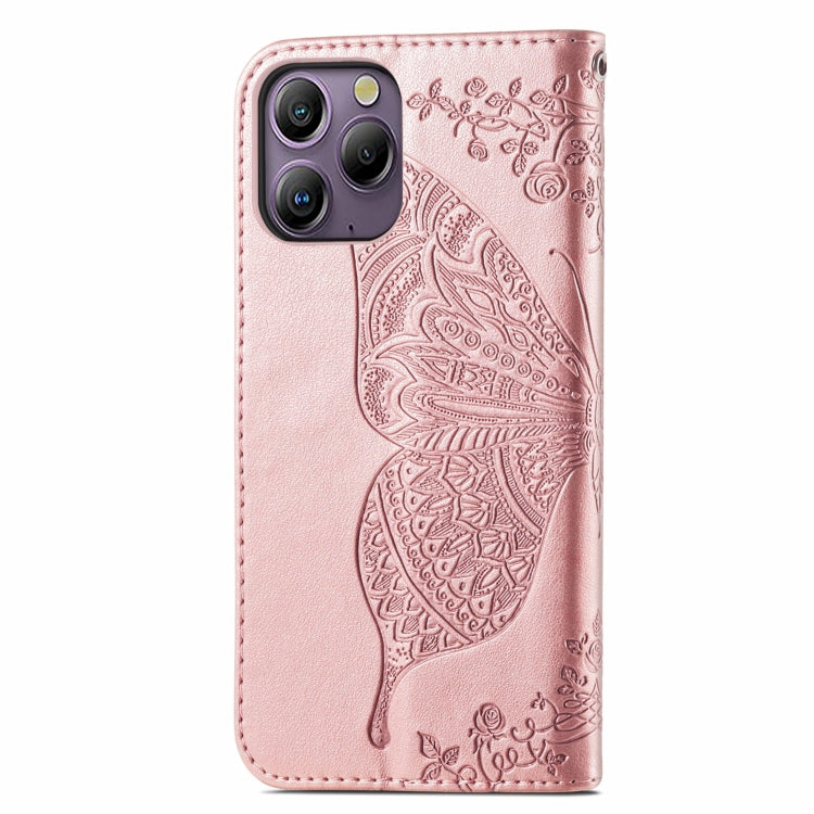 For Blackview A96 Butterfly Love Flower Embossed Leather Phone Case(Rose Gold) - More Brand by PMC TechLife | Online Shopping South Africa | PMC TechLife | Buy Now Pay Later Mobicred
