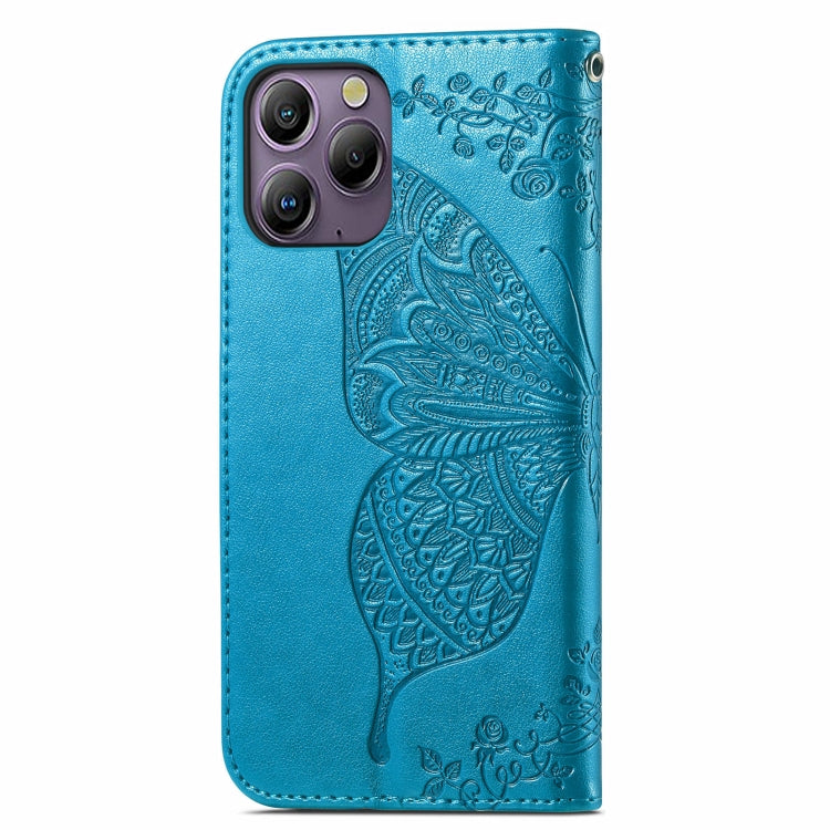 For Blackview A96 Butterfly Love Flower Embossed Leather Phone Case(Blue) - More Brand by PMC Jewellery | Online Shopping South Africa | PMC Jewellery