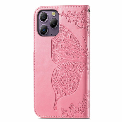 For Blackview A96 Butterfly Love Flower Embossed Leather Phone Case(Pink) - More Brand by PMC Jewellery | Online Shopping South Africa | PMC Jewellery