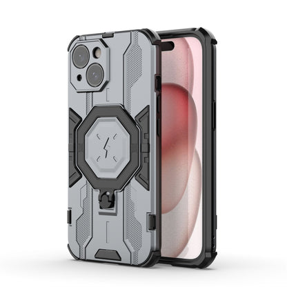 For iPhone 15 MagSafe Supersonic Armor Holder PC Hybrid TPU Phone Case(Grey) - iPhone 15 Cases by PMC Jewellery | Online Shopping South Africa | PMC Jewellery