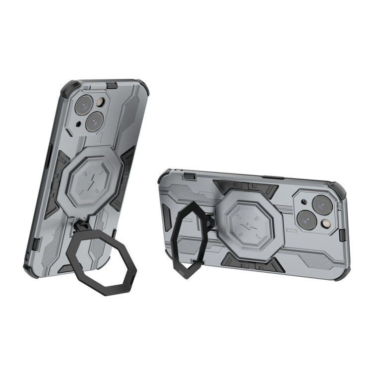 For iPhone 15 MagSafe Supersonic Armor Holder PC Hybrid TPU Phone Case(Grey) - iPhone 15 Cases by PMC Jewellery | Online Shopping South Africa | PMC Jewellery