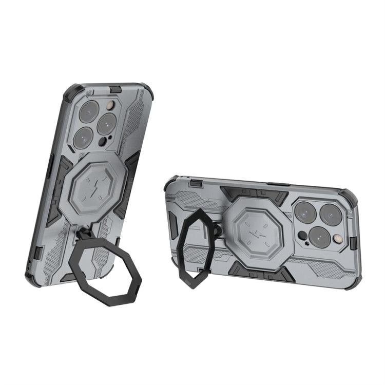 For iPhone 15 Pro MagSafe Supersonic Armor Holder PC Hybrid TPU Phone Case(Grey) - iPhone 15 Pro Cases by PMC Jewellery | Online Shopping South Africa | PMC Jewellery