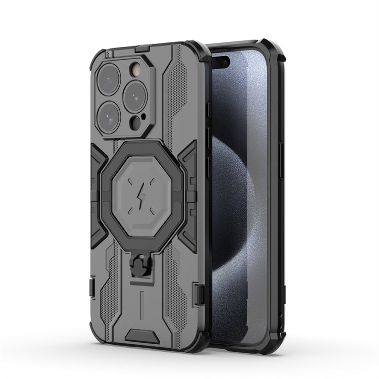 For iPhone 15 Pro Max MagSafe Supersonic Armor Holder PC Hybrid TPU Phone Case(Black) - iPhone 15 Pro Max Cases by PMC Jewellery | Online Shopping South Africa | PMC Jewellery