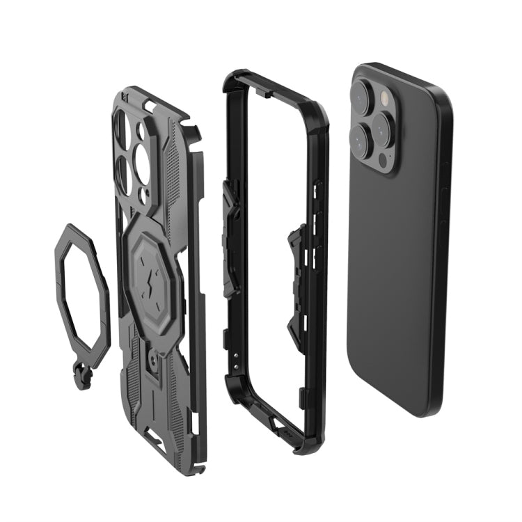 For iPhone 15 Pro Max MagSafe Supersonic Armor Holder PC Hybrid TPU Phone Case(Black) - iPhone 15 Pro Max Cases by PMC Jewellery | Online Shopping South Africa | PMC Jewellery