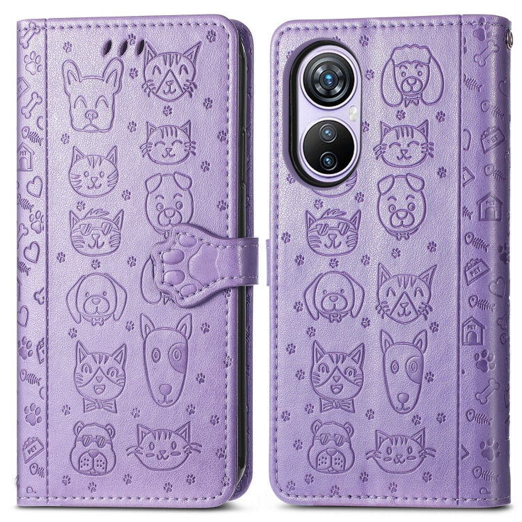 For Blackview A200 Pro Cat and Dog Embossed Leather Phone Case(Purple) - More Brand by PMC Jewellery | Online Shopping South Africa | PMC Jewellery