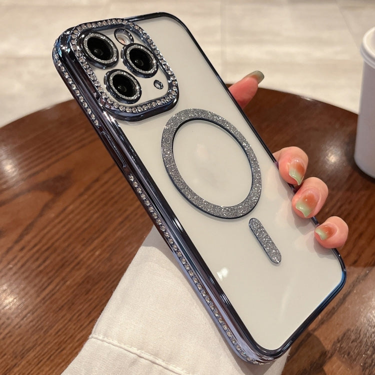 For iPhone 16 Pro Max Diamond Plated MagSafe TPU Phone Case(Blue) - iPhone 16 Pro Max Cases by PMC TechLife | Online Shopping South Africa | PMC TechLife | Buy Now Pay Later Mobicred