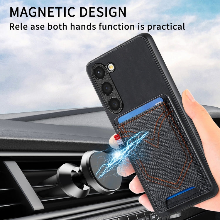 For Samsung Galaxy S25 5G Denim Texture Leather Skin Phone Case with Card Slot(Black) - Galaxy S25 5G Cases by PMC Jewellery | Online Shopping South Africa | PMC Jewellery | Buy Now Pay Later Mobicred