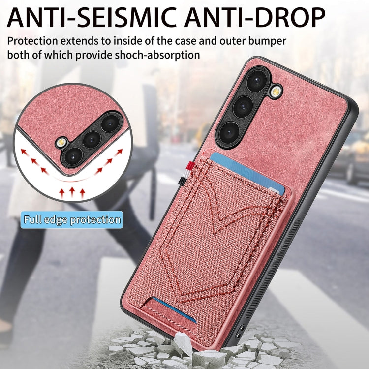 For Samsung Galaxy S25 Ultra 5G Denim Texture Leather Skin Phone Case with Card Slot(Pink) - Galaxy S25 Ultra 5G Cases by PMC Jewellery | Online Shopping South Africa | PMC Jewellery | Buy Now Pay Later Mobicred