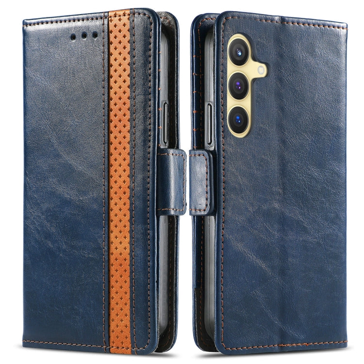 For Samsung Galaxy S25+ 5G CaseNeo Splicing Dual Magnetic Buckle Leather Phone Case(Blue) - Galaxy S25+ 5G Cases by CaseNeo | Online Shopping South Africa | PMC Jewellery | Buy Now Pay Later Mobicred