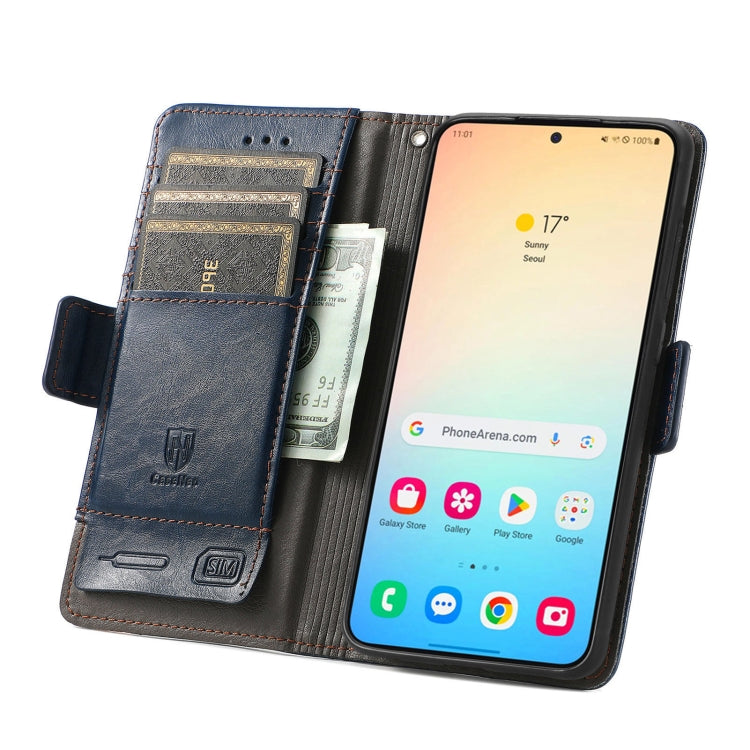 For Samsung Galaxy S25+ 5G CaseNeo Splicing Dual Magnetic Buckle Leather Phone Case(Blue) - Galaxy S25+ 5G Cases by CaseNeo | Online Shopping South Africa | PMC Jewellery | Buy Now Pay Later Mobicred