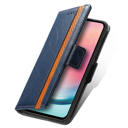 For Samsung Galaxy S25+ 5G CaseNeo Splicing Dual Magnetic Buckle Leather Phone Case(Blue) - Galaxy S25+ 5G Cases by CaseNeo | Online Shopping South Africa | PMC Jewellery | Buy Now Pay Later Mobicred