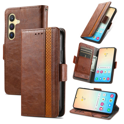 For Samsung Galaxy S25+ 5G CaseNeo Splicing Dual Magnetic Buckle Leather Phone Case(Brown) - Galaxy S25+ 5G Cases by CaseNeo | Online Shopping South Africa | PMC Jewellery | Buy Now Pay Later Mobicred