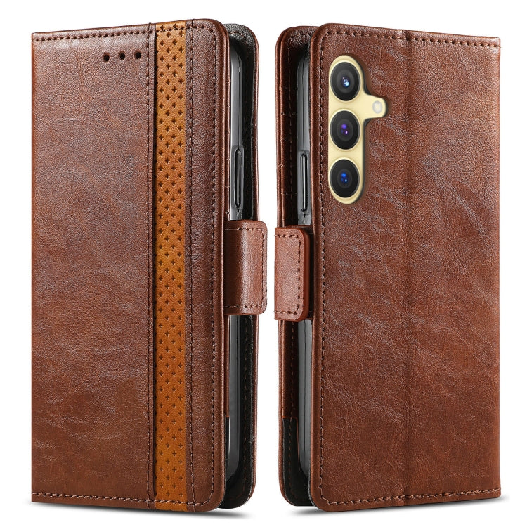 For Samsung Galaxy S25+ 5G CaseNeo Splicing Dual Magnetic Buckle Leather Phone Case(Brown) - Galaxy S25+ 5G Cases by CaseNeo | Online Shopping South Africa | PMC Jewellery | Buy Now Pay Later Mobicred