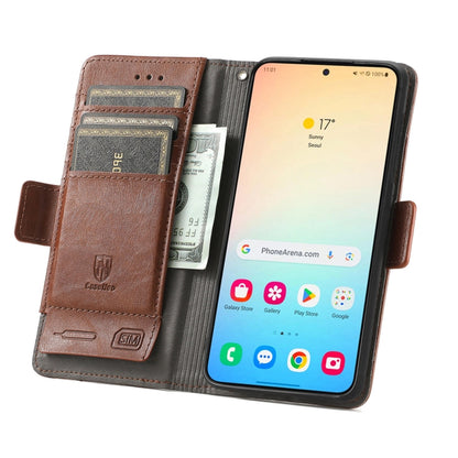 For Samsung Galaxy S25+ 5G CaseNeo Splicing Dual Magnetic Buckle Leather Phone Case(Brown) - Galaxy S25+ 5G Cases by CaseNeo | Online Shopping South Africa | PMC Jewellery | Buy Now Pay Later Mobicred