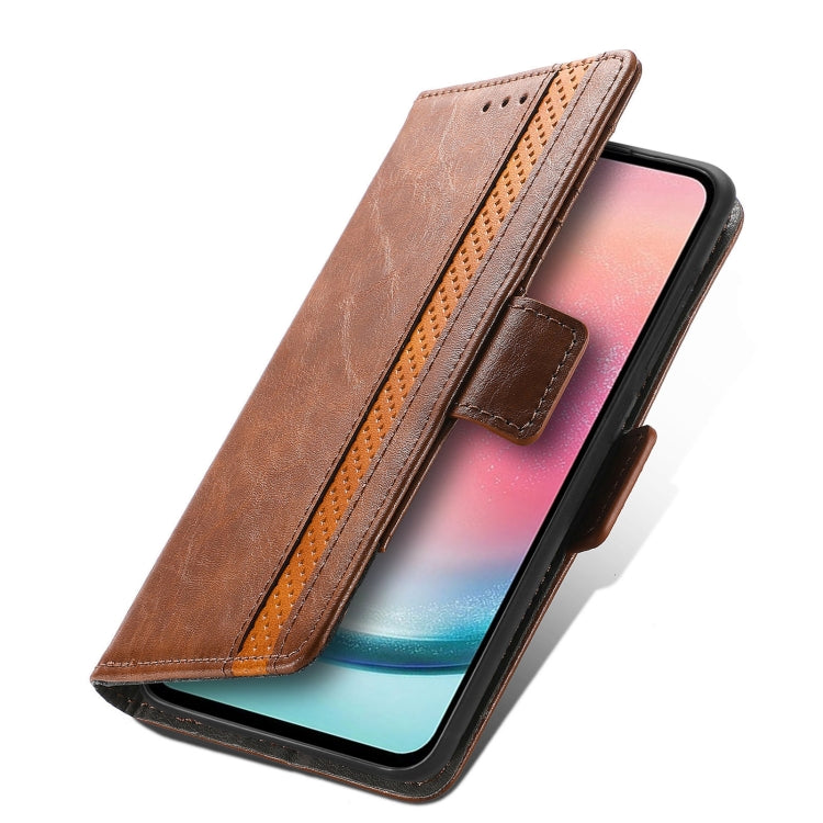 For Samsung Galaxy S25+ 5G CaseNeo Splicing Dual Magnetic Buckle Leather Phone Case(Brown) - Galaxy S25+ 5G Cases by CaseNeo | Online Shopping South Africa | PMC Jewellery | Buy Now Pay Later Mobicred