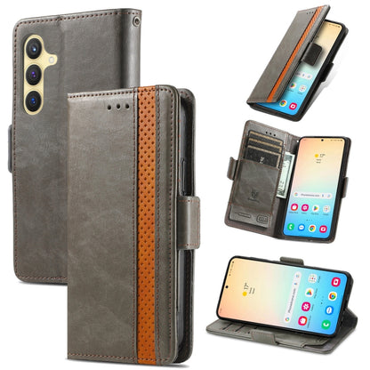 For Samsung Galaxy S25+ 5G CaseNeo Splicing Dual Magnetic Buckle Leather Phone Case(Gray) - Galaxy S25+ 5G Cases by CaseNeo | Online Shopping South Africa | PMC Jewellery | Buy Now Pay Later Mobicred