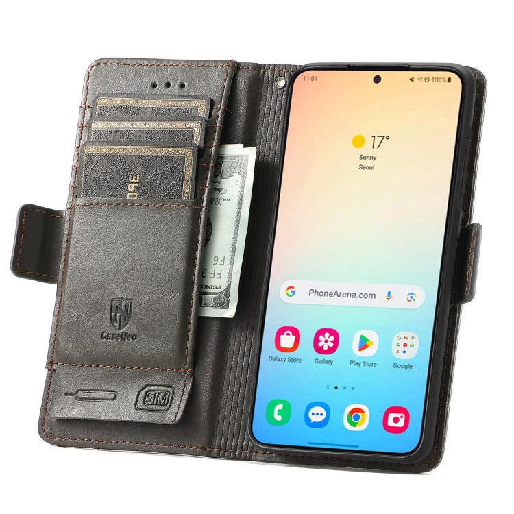 For Samsung Galaxy S25+ 5G CaseNeo Splicing Dual Magnetic Buckle Leather Phone Case(Gray) - Galaxy S25+ 5G Cases by CaseNeo | Online Shopping South Africa | PMC Jewellery | Buy Now Pay Later Mobicred