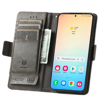 For Samsung Galaxy S25+ 5G CaseNeo Splicing Dual Magnetic Buckle Leather Phone Case(Gray) - Galaxy S25+ 5G Cases by CaseNeo | Online Shopping South Africa | PMC Jewellery | Buy Now Pay Later Mobicred