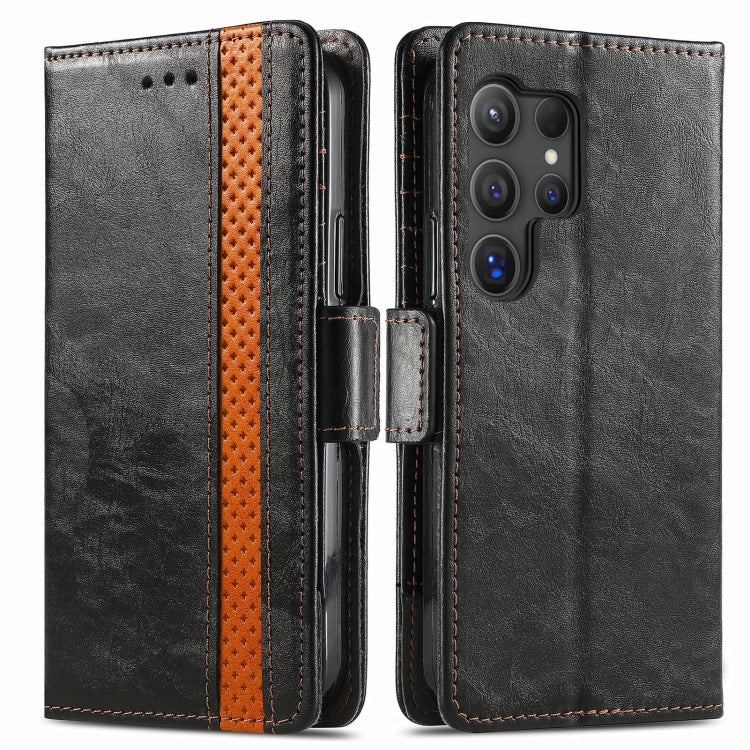 For Samsung Galaxy S25 Ultra 5G CaseNeo Splicing Dual Magnetic Buckle Leather Phone Case(Black) - Galaxy S25 Ultra 5G Cases by CaseNeo | Online Shopping South Africa | PMC Jewellery | Buy Now Pay Later Mobicred