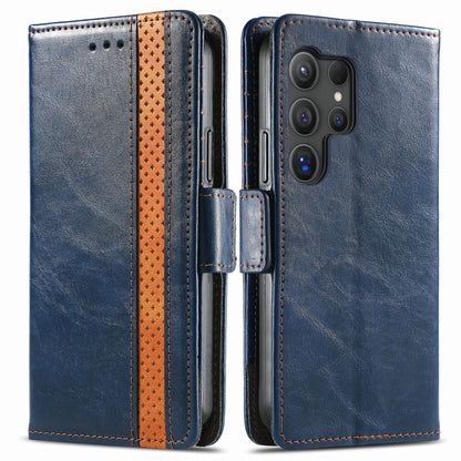 For Samsung Galaxy S25 Ultra 5G CaseNeo Splicing Dual Magnetic Buckle Leather Phone Case(Blue) - Galaxy S25 Ultra 5G Cases by CaseNeo | Online Shopping South Africa | PMC Jewellery | Buy Now Pay Later Mobicred