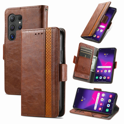 For Samsung Galaxy S25 Ultra 5G CaseNeo Splicing Dual Magnetic Buckle Leather Phone Case(Brown) - Galaxy S25 Ultra 5G Cases by CaseNeo | Online Shopping South Africa | PMC Jewellery | Buy Now Pay Later Mobicred