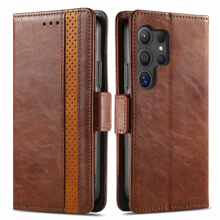 For Samsung Galaxy S25 Ultra 5G CaseNeo Splicing Dual Magnetic Buckle Leather Phone Case(Brown) - Galaxy S25 Ultra 5G Cases by CaseNeo | Online Shopping South Africa | PMC Jewellery | Buy Now Pay Later Mobicred