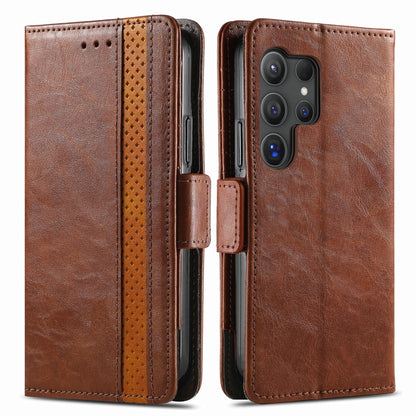 For Samsung Galaxy S25 Ultra 5G CaseNeo Splicing Dual Magnetic Buckle Leather Phone Case(Brown) - Galaxy S25 Ultra 5G Cases by CaseNeo | Online Shopping South Africa | PMC Jewellery | Buy Now Pay Later Mobicred