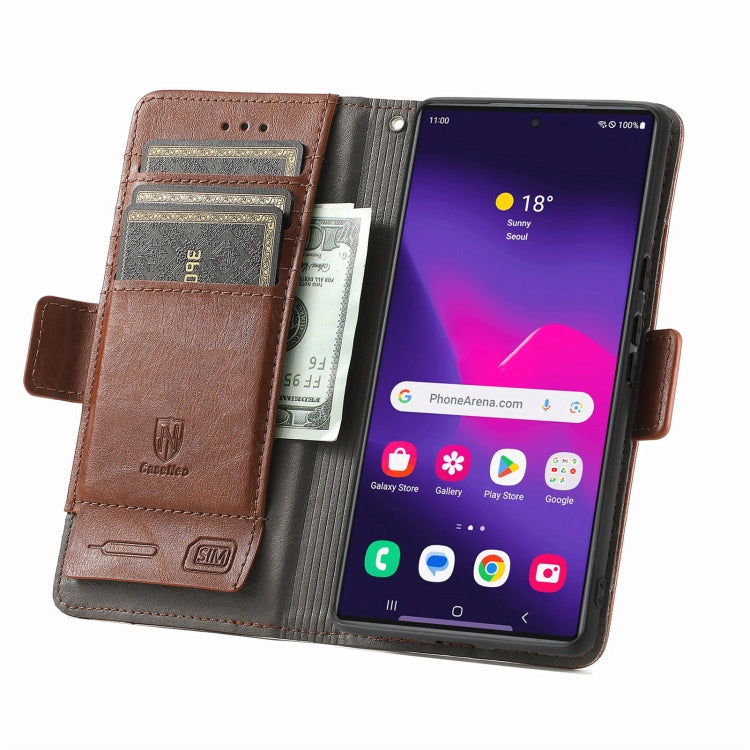 For Samsung Galaxy S25 Ultra 5G CaseNeo Splicing Dual Magnetic Buckle Leather Phone Case(Brown) - Galaxy S25 Ultra 5G Cases by CaseNeo | Online Shopping South Africa | PMC Jewellery | Buy Now Pay Later Mobicred