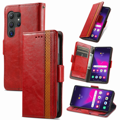 For Samsung Galaxy S25 Ultra 5G CaseNeo Splicing Dual Magnetic Buckle Leather Phone Case(Red) - Galaxy S25 Ultra 5G Cases by CaseNeo | Online Shopping South Africa | PMC Jewellery | Buy Now Pay Later Mobicred