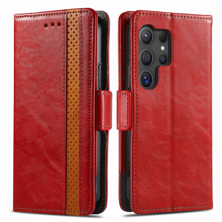 For Samsung Galaxy S25 Ultra 5G CaseNeo Splicing Dual Magnetic Buckle Leather Phone Case(Red) - Galaxy S25 Ultra 5G Cases by CaseNeo | Online Shopping South Africa | PMC Jewellery | Buy Now Pay Later Mobicred