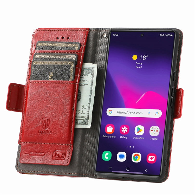 For Samsung Galaxy S25 Ultra 5G CaseNeo Splicing Dual Magnetic Buckle Leather Phone Case(Red) - Galaxy S25 Ultra 5G Cases by CaseNeo | Online Shopping South Africa | PMC Jewellery | Buy Now Pay Later Mobicred