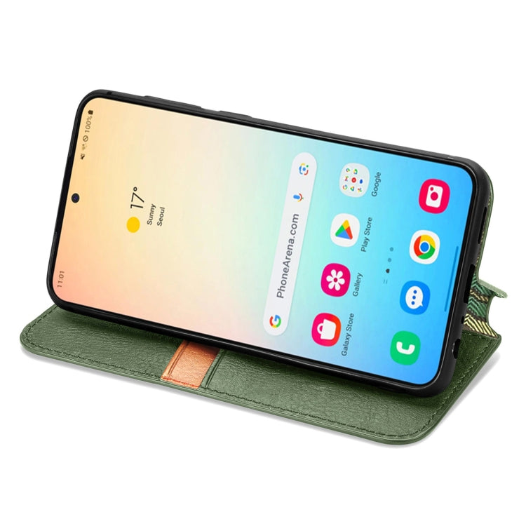 For Samsung Galaxy S25+ 5G Cubic Grid Pressed Magnetic Leather Phone Case(Green) - Galaxy S25+ 5G Cases by PMC Jewellery | Online Shopping South Africa | PMC Jewellery | Buy Now Pay Later Mobicred