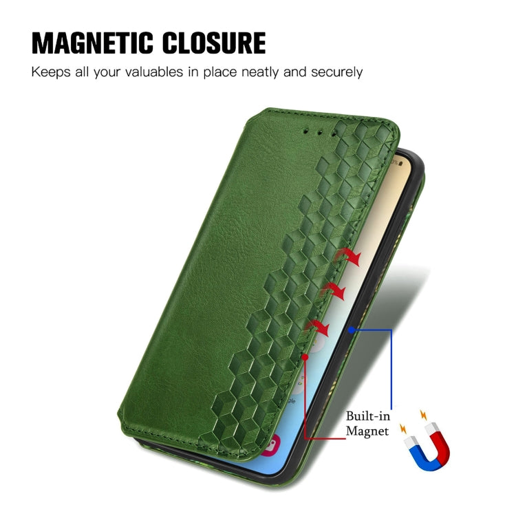 For Samsung Galaxy S25+ 5G Cubic Grid Pressed Magnetic Leather Phone Case(Green) - Galaxy S25+ 5G Cases by PMC Jewellery | Online Shopping South Africa | PMC Jewellery | Buy Now Pay Later Mobicred