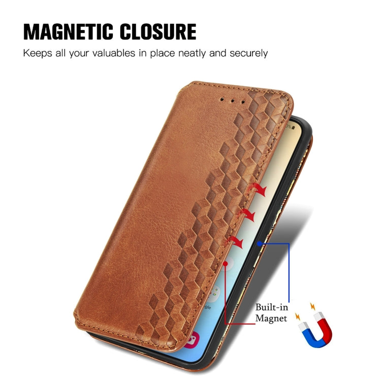 For Samsung Galaxy S25+ 5G Cubic Grid Pressed Magnetic Leather Phone Case(Brown) - Galaxy S25+ 5G Cases by PMC Jewellery | Online Shopping South Africa | PMC Jewellery | Buy Now Pay Later Mobicred