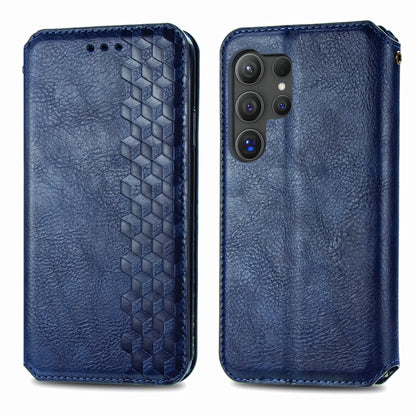 For Samsung Galaxy S25 Ultra 5G Cubic Grid Pressed Magnetic Leather Phone Case(Blue) - Galaxy S25 Ultra 5G Cases by PMC Jewellery | Online Shopping South Africa | PMC Jewellery | Buy Now Pay Later Mobicred