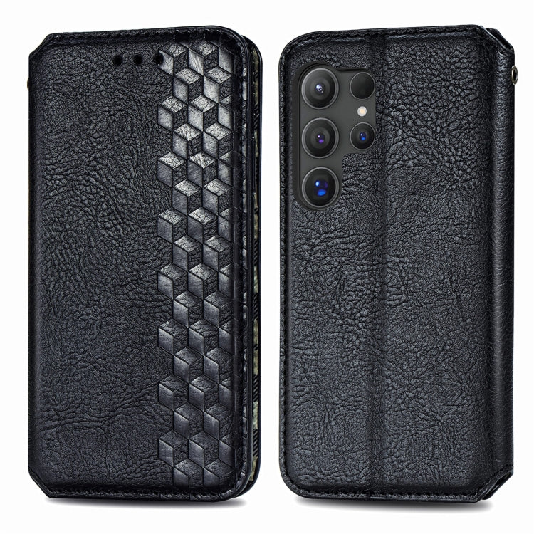 For Samsung Galaxy S25 Ultra 5G Cubic Grid Pressed Magnetic Leather Phone Case(Black) - Galaxy S25 Ultra 5G Cases by PMC Jewellery | Online Shopping South Africa | PMC Jewellery | Buy Now Pay Later Mobicred