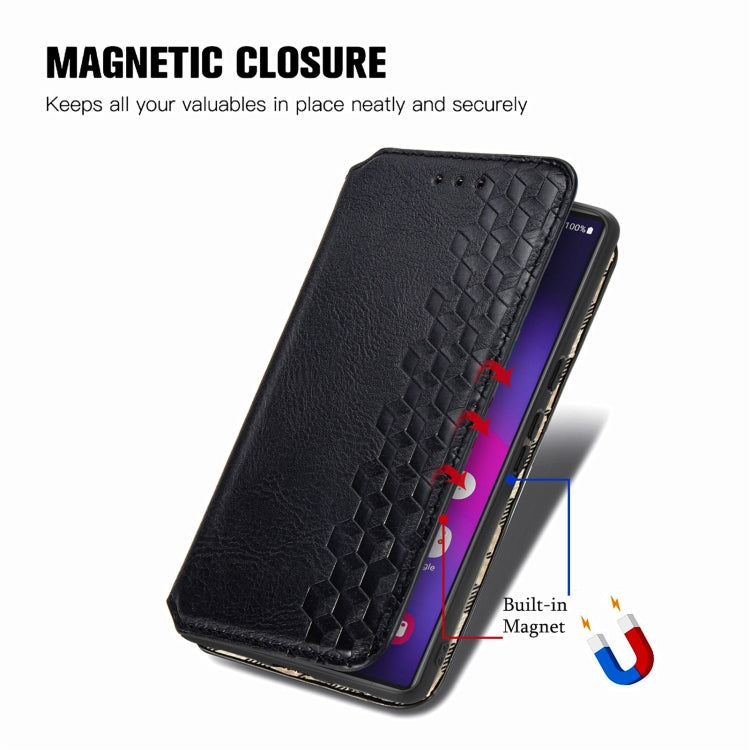 For Samsung Galaxy S25 Ultra 5G Cubic Grid Pressed Magnetic Leather Phone Case(Black) - Galaxy S25 Ultra 5G Cases by PMC Jewellery | Online Shopping South Africa | PMC Jewellery | Buy Now Pay Later Mobicred