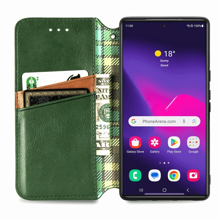 For Samsung Galaxy S25 Ultra 5G Cubic Grid Pressed Magnetic Leather Phone Case(Green) - Galaxy S25 Ultra 5G Cases by PMC Jewellery | Online Shopping South Africa | PMC Jewellery | Buy Now Pay Later Mobicred