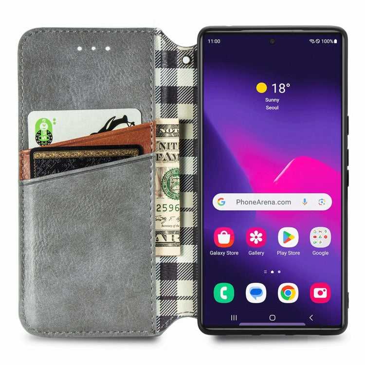 For Samsung Galaxy S25 Ultra 5G Cubic Grid Pressed Magnetic Leather Phone Case(Gray) - Galaxy S25 Ultra 5G Cases by PMC Jewellery | Online Shopping South Africa | PMC Jewellery | Buy Now Pay Later Mobicred