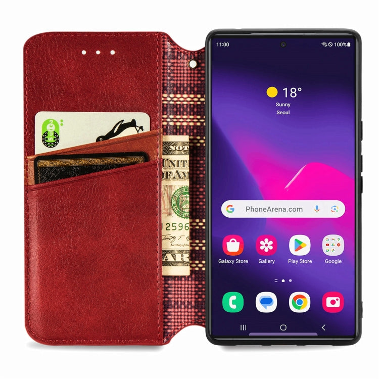 For Samsung Galaxy S25 Ultra 5G Cubic Grid Pressed Magnetic Leather Phone Case(Red) - Galaxy S25 Ultra 5G Cases by PMC Jewellery | Online Shopping South Africa | PMC Jewellery | Buy Now Pay Later Mobicred