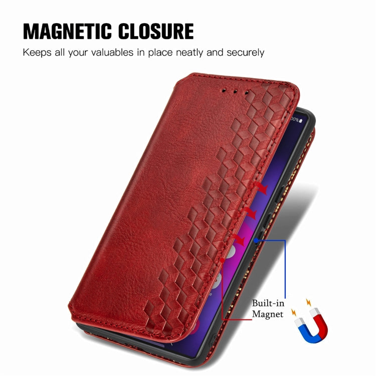 For Samsung Galaxy S25 Ultra 5G Cubic Grid Pressed Magnetic Leather Phone Case(Red) - Galaxy S25 Ultra 5G Cases by PMC Jewellery | Online Shopping South Africa | PMC Jewellery | Buy Now Pay Later Mobicred