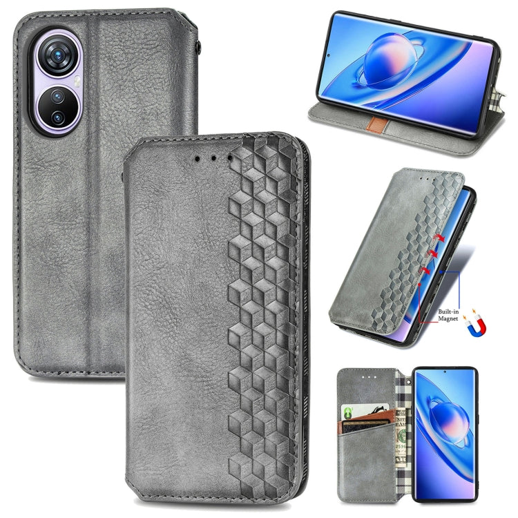 For Blackview A200 Pro Cubic Grid Pressed Magnetic Leather Phone Case(Grey) - More Brand by PMC TechLife | Online Shopping South Africa | PMC TechLife