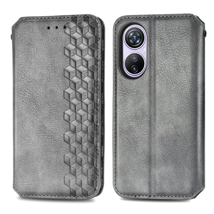 For Blackview A200 Pro Cubic Grid Pressed Magnetic Leather Phone Case(Grey) - More Brand by PMC TechLife | Online Shopping South Africa | PMC TechLife