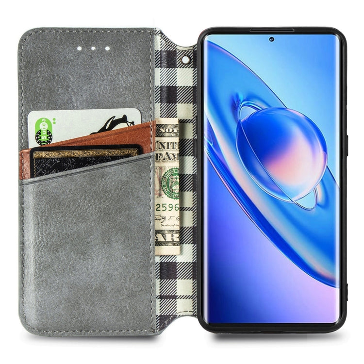 For Blackview A200 Pro Cubic Grid Pressed Magnetic Leather Phone Case(Grey) - More Brand by PMC TechLife | Online Shopping South Africa | PMC TechLife