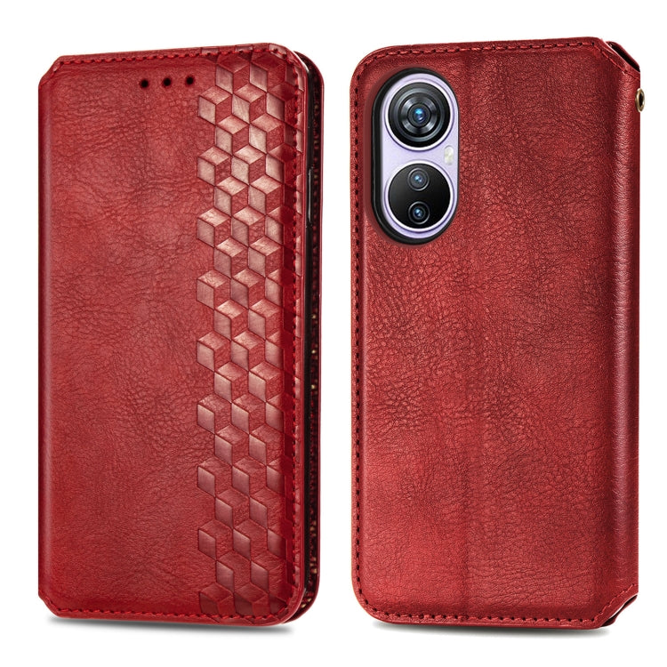 For Blackview A200 Pro Cubic Grid Pressed Magnetic Leather Phone Case(Red) - More Brand by PMC Jewellery | Online Shopping South Africa | PMC Jewellery