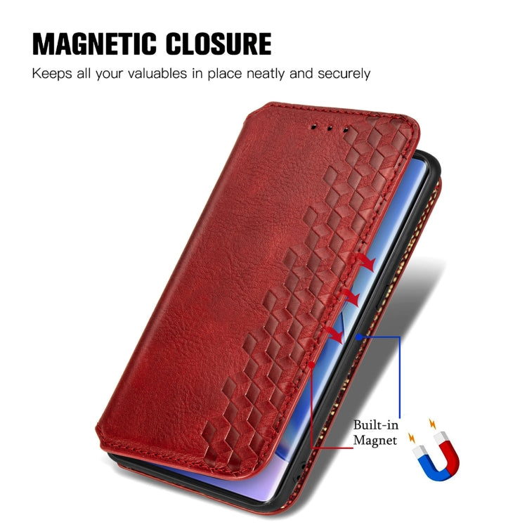 For Blackview A200 Pro Cubic Grid Pressed Magnetic Leather Phone Case(Red) - More Brand by PMC Jewellery | Online Shopping South Africa | PMC Jewellery