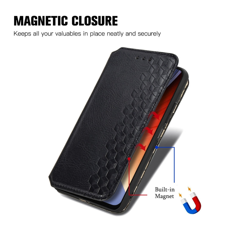 For Blackview A96 Cubic Grid Pressed Magnetic Leather Phone Case(Black) - More Brand by PMC Jewellery | Online Shopping South Africa | PMC Jewellery